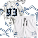 King Conjunto Camiseta  + Bermuda Tactel Streetwear New York 93 Branco com Estampa 93